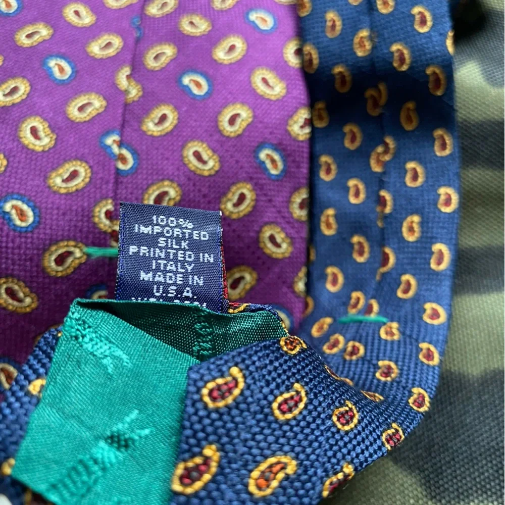 Tommy Hilfiger Purple and Blue Patterned Tie made in Italy - Silk